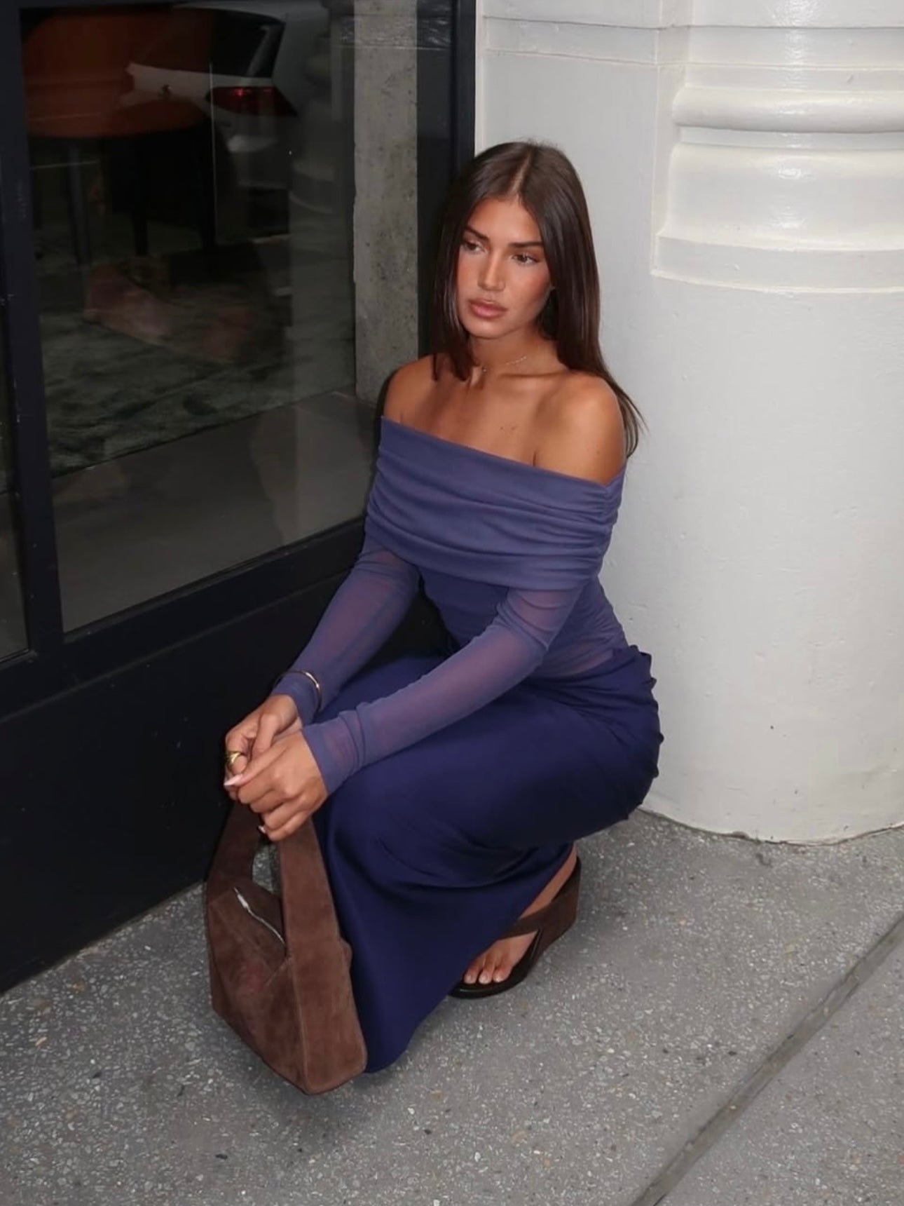 BENNI Yasmin Off Shoulder Maxi Dress