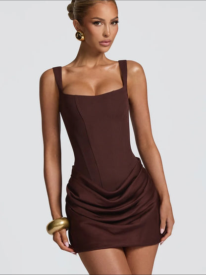 Cornelia Mini Dress in Brown
