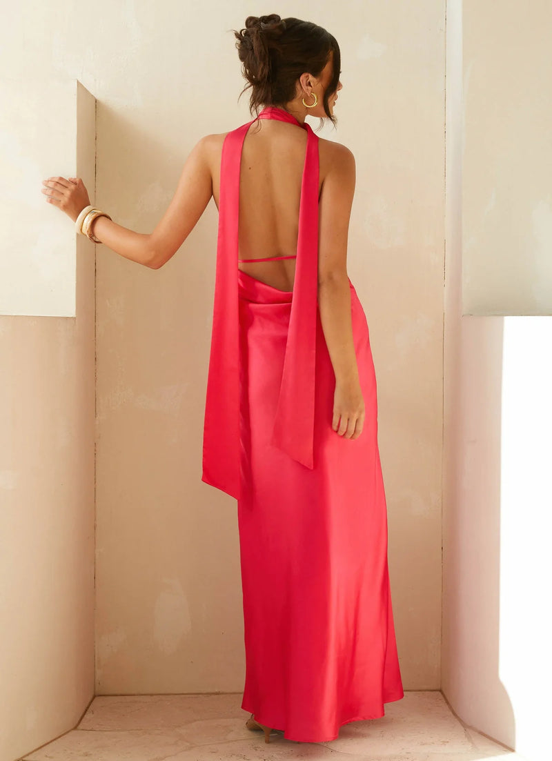 Alicia Satin Halter Maxi
