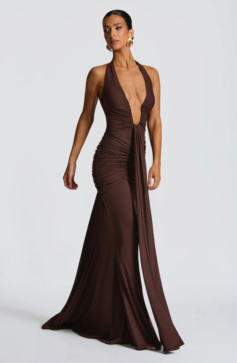 Rosetta Maxi Dress in Brown