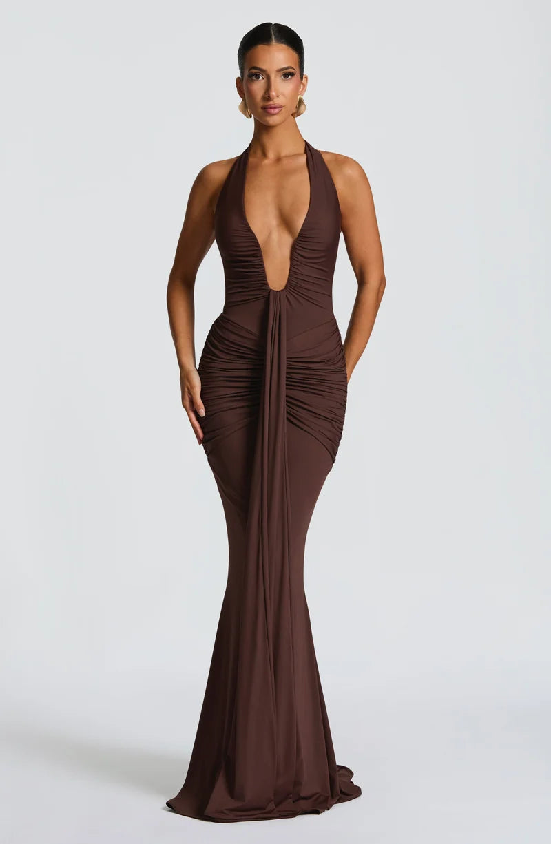 Rosetta Maxi Dress in Brown