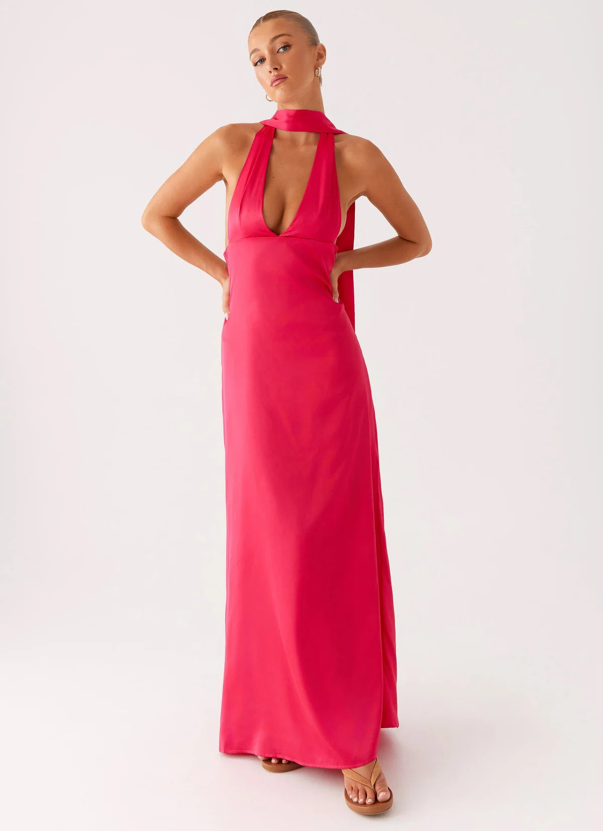 Alicia Satin Halter Maxi